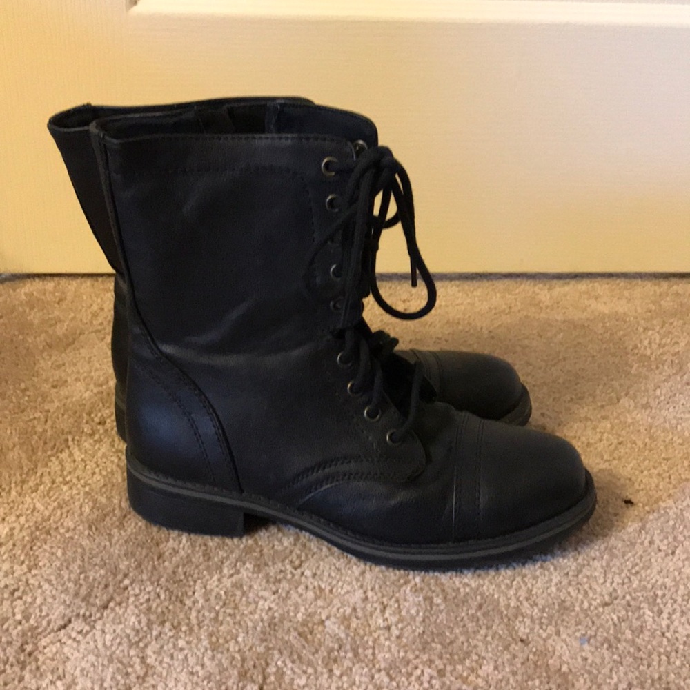 Black combat boots